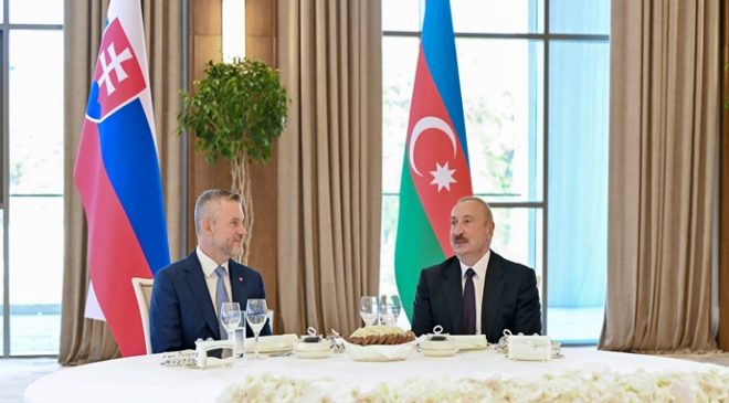 İlham Aliyev adına Slovakya Cumhurbaşkanı onuruna Hankendi’de resmi bir akşam yemeği verildi