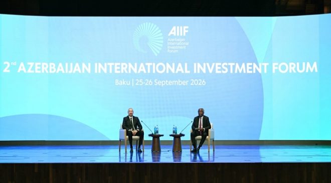 İlham Əliyev II Azərbaycan Beynəlxalq İnvestisiya Forumu çərçivəsində keçirilən tədbirdə iştirak edib