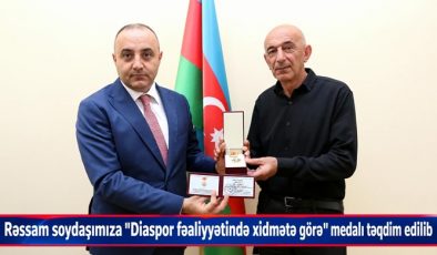 Rəssam soydaşımıza “Diaspor fəaliyyətində xidmətə görə” medalı təqdim edilib