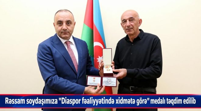 Rəssam soydaşımıza “Diaspor fəaliyyətində xidmətə görə” medalı təqdim edilib