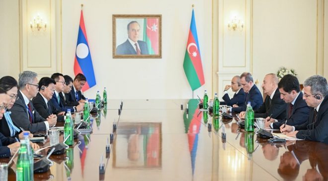 Ilham Aliyev held expanded meeting with President of Laos