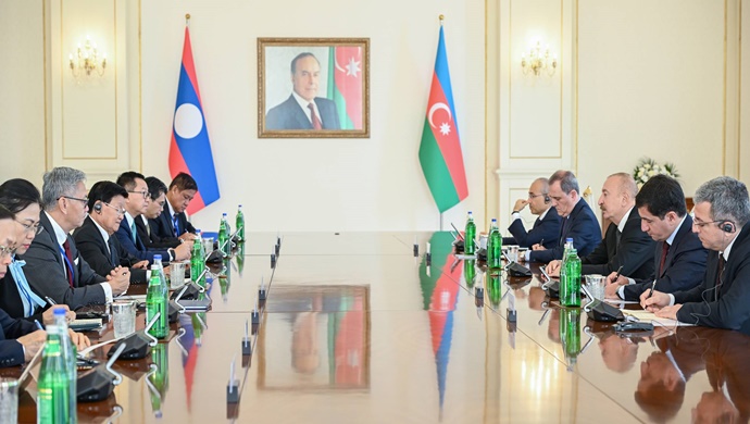 Ilham Aliyev held expanded meeting with President of Laos